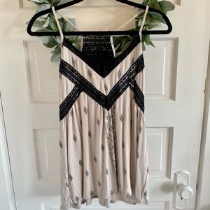 Printed Lace Crochet Tank